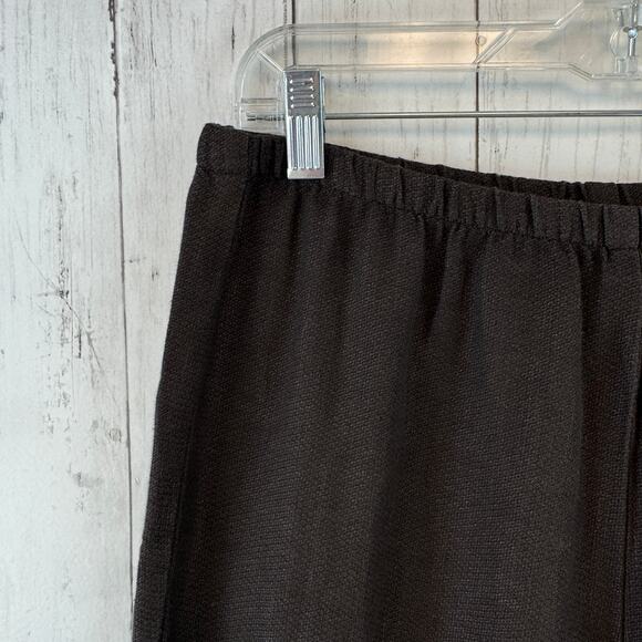 Eileen Fisher Brown Linen Stretch Knit Pull On Straight Ankle Pant Size Small - Picture 3 of 15